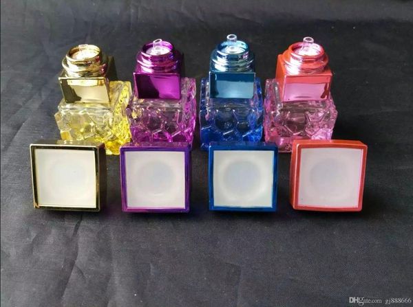 Farbe kleiner quadratischer Topf Alkohol Lampe Glas Bongs Accessoires Glas Rauchrohre farbenfrohe Mini Multi-Farben Handrohre Best Löffel Glas Glas