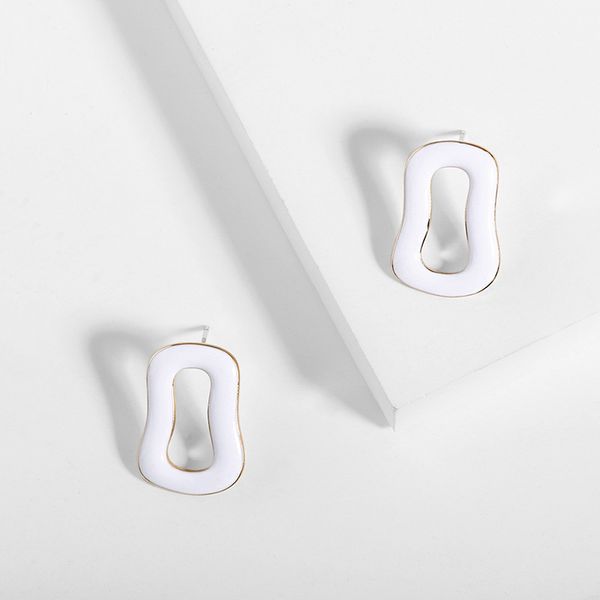 

hoop & huggie wtltc white color square shaped earrings for women statement geometrical retro hollow hoops jewelry, Golden;silver