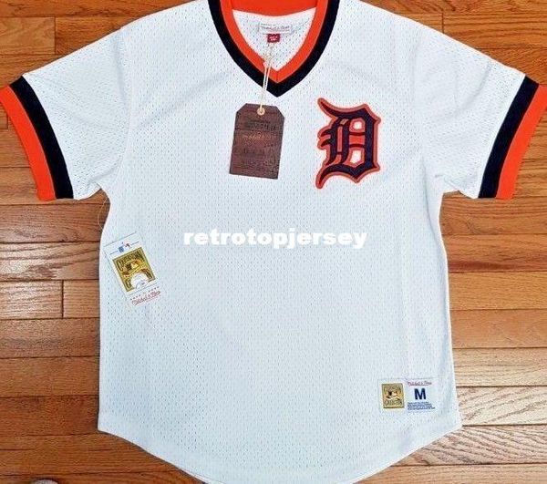 

new mitchell & ness detroit blank white v-neck mesh jersey throwbacks mens stitched baseball jerseys, Black;blue