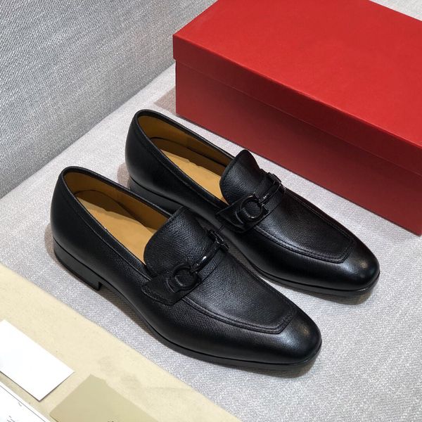 

italian luxury brands style genuine leather men dress shoes oxfords shoes for business men wedding shoes formal loafers fashion buckle, Black