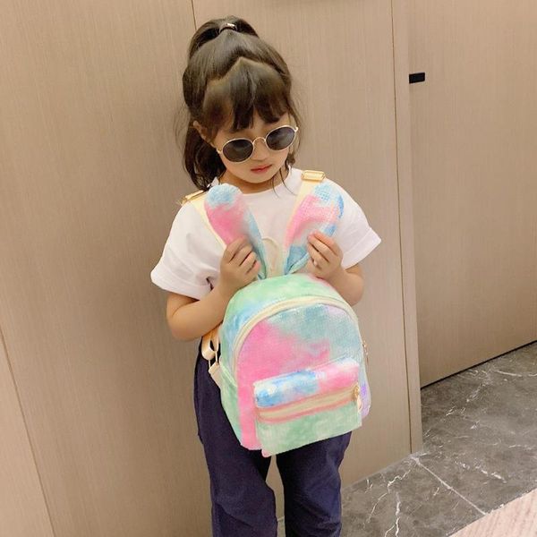

cute ears travel backpacks women kids girls casual plush cat pendant knapsack preppy style school satchel bags sequins rucksack