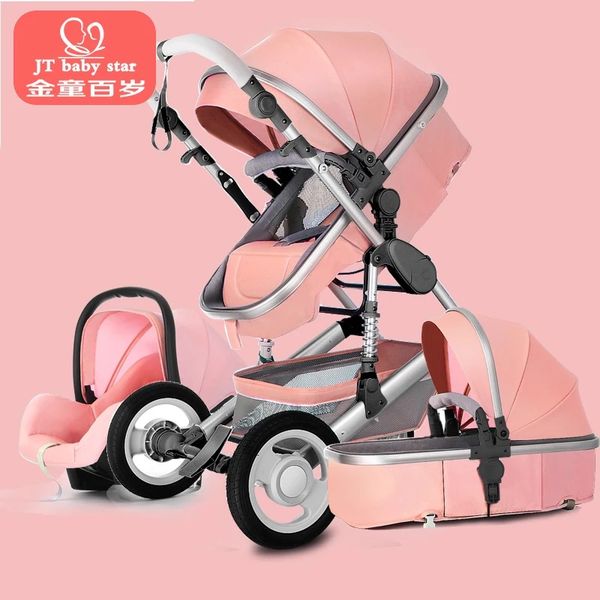 

2018 3 in 1 baby strollers and sleeping basket newborn baby carriage 0~36 months europe pram gold frame car