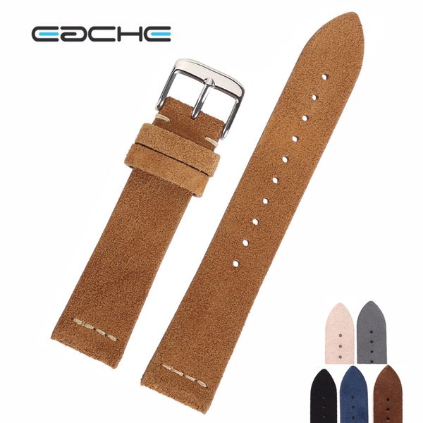 

eache suede leather watch band sell beige light brown dark brown beige green black grey watch straps 18mm 20mm 22mm y19052301, Black;brown