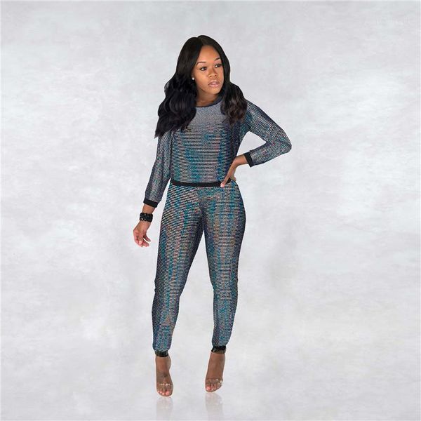

club casual womens suits long sleeve tshirts pencil pants 2pcs sets womens designer sequins tracksuits night, White
