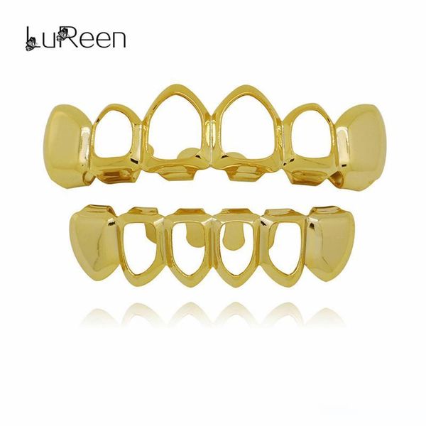 

lureen hip hop hollow out gold teeth grills dental &bottom grills fashion halloween party vampire teeth caps jewelry ld0003, Black