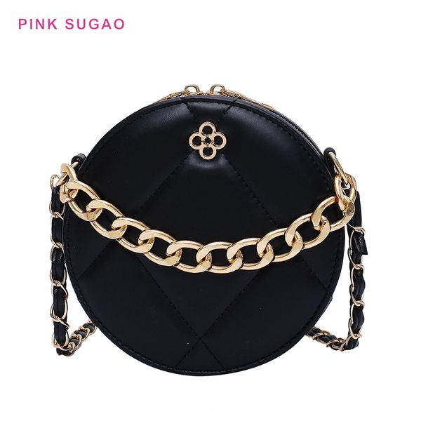 

pink sugao circle small crossbody bags women shoulder bag designer chain bag lady lattice shopping bags pu leather new fashion