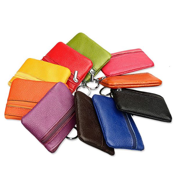

women men genuine leather coin purse key wallet new fashion zipper mini handbag card holders short small old school, Red;black