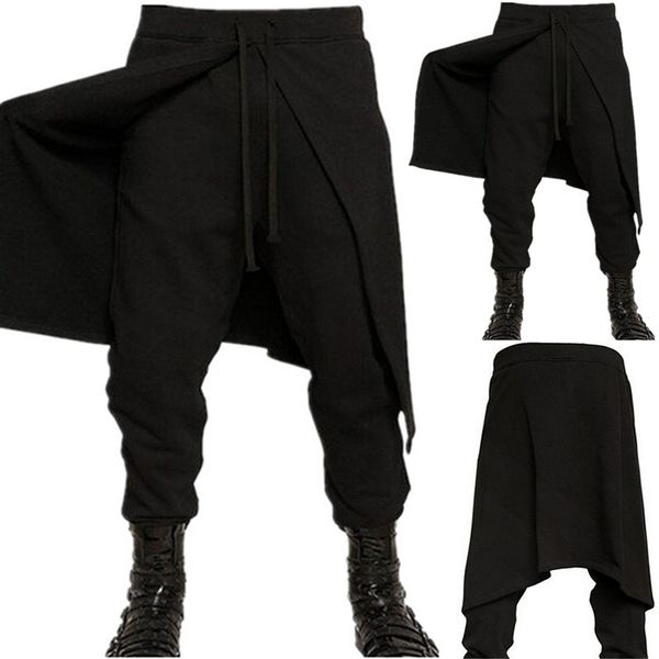 

baggy trousers sweatpants harem pants slacks pant stylish drawstring casual men dance hombre hiphop loose pants skirt joggers consj, Black