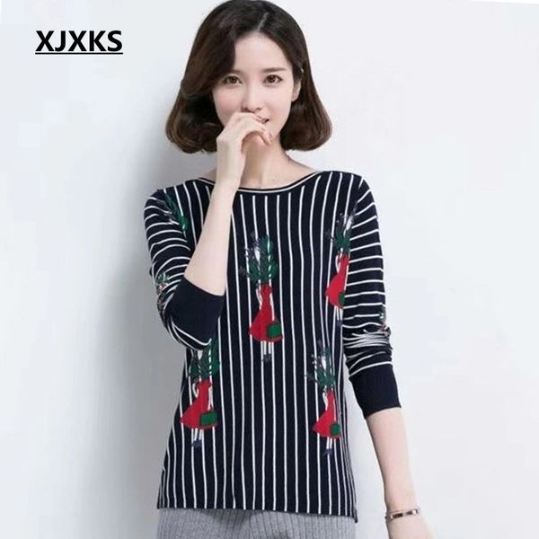 

xjxks fall 2019 women sweaters and pullovers modis jumper women sweater pull femme long sleeve print sweater random shipping, White;black