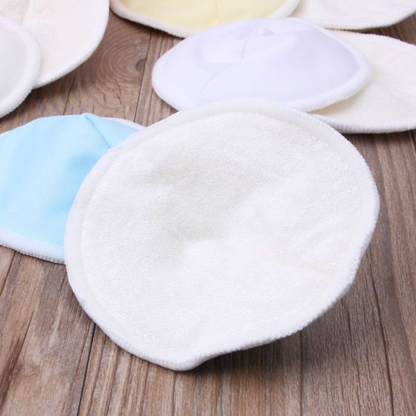 

2 pcs reusable organic bamboo breast pads washable 3d cup contoured feeding pad mum contoured nursing pads baby breastfeeding n, White