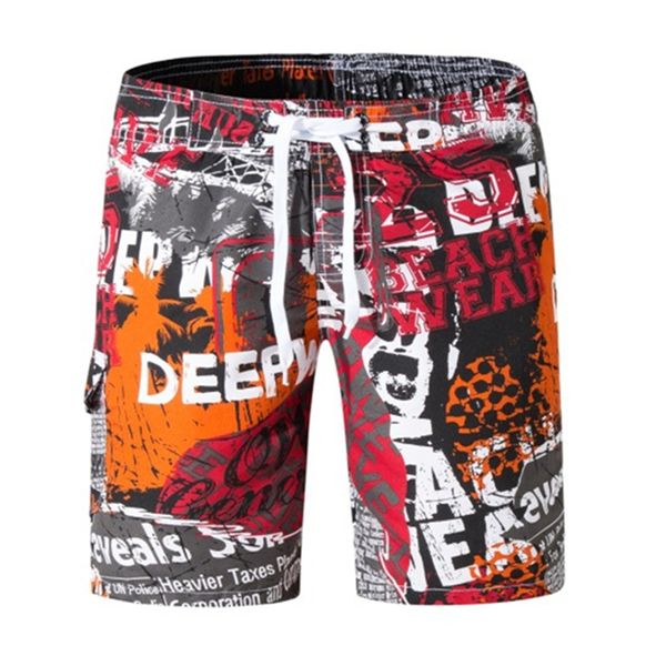 

summer shorts men m-6xl board shorts mesh beachwear drawstring surfing bermudas print men boardshorts big size