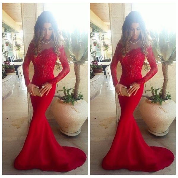 

2019 sweetheart lace long sleeves mermaid prom dresses red petite long special occasion party gowns simple vestidos de soiree custom, Black