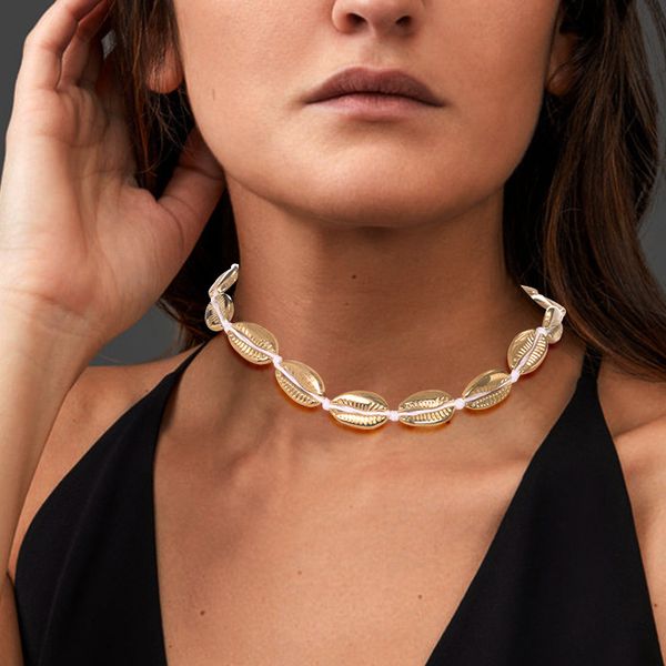 

2019 new fashion simple personality boho 14 shell necklace female, Silver