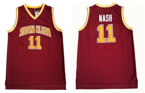 

santa clara broncos steve 13 nash college jerseys men red color team sale nash basketball jerseys university breathable sport uniforms, Black;red
