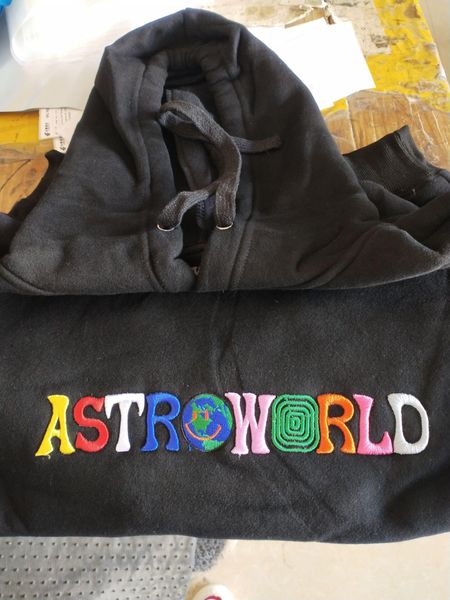 

astroworld 2020 embroidery hoodies men hiphop skateboard spring autumn wish you wer here sweatshirts, Black