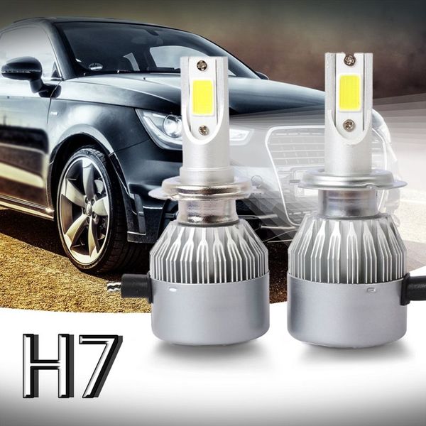 

new 2pcs c6 led car headlight kit cob h7 36w 7600lm white light bulbs