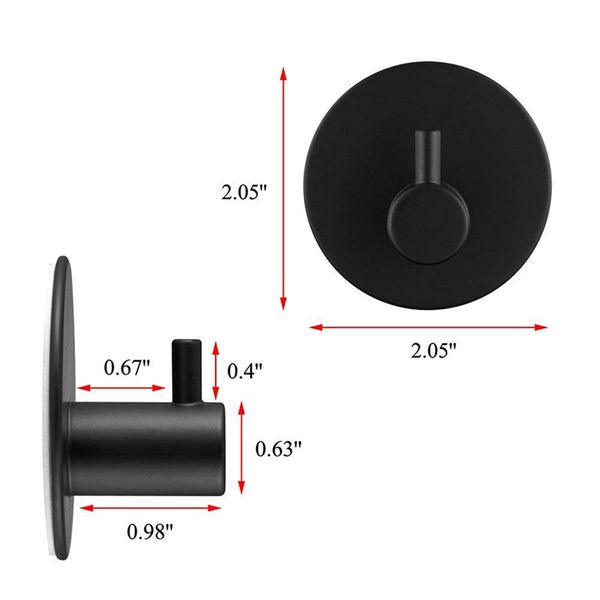 

adhesive hook, self-adhesive black wall-mounted hook key cover towel, super heavy duty stainless steel hook, no drill without sc