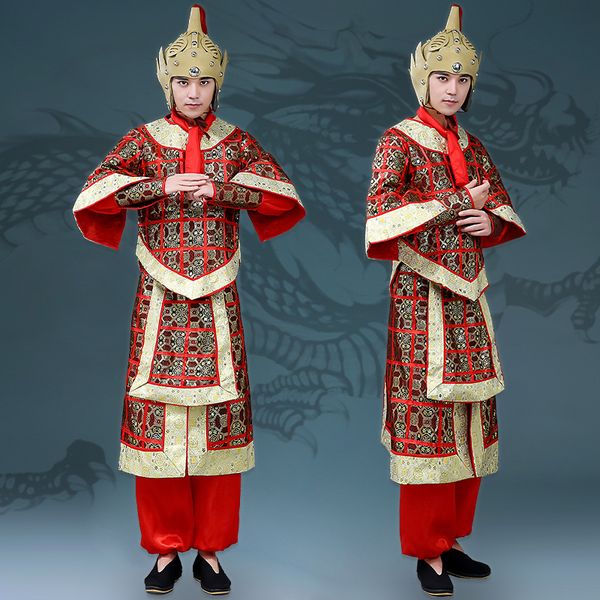 

chinese ancient costume tang suit hanfu generals armor soldier costume cosplay stage performance drama dl4148, Black;red