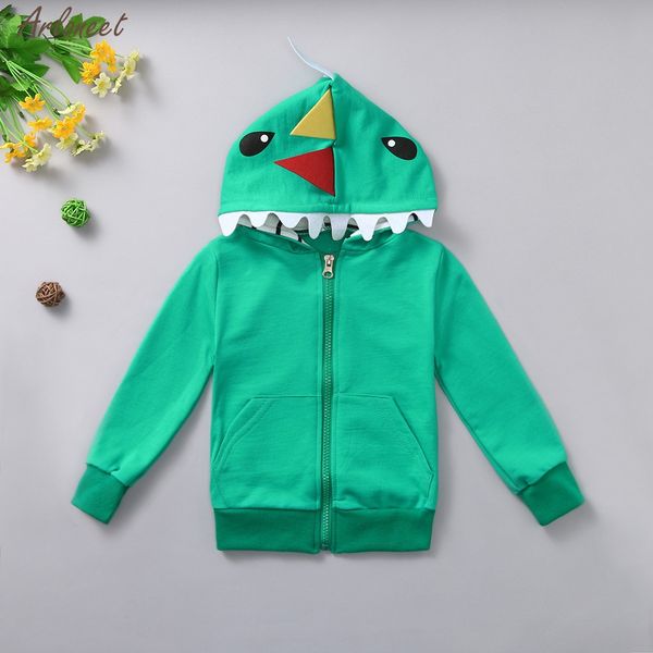 

toddler kids boys girl cartoon 3d dinosaur hooded jackets outerwear zipper coats clothes baby coat baby coat jacket 2019 fashion, Blue