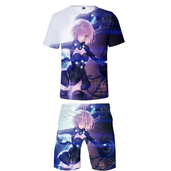 

2019 fategrand order two piece set tshirt and shorts harajuku men t shirt streetwear harajuku short sleeve plus size, Gray