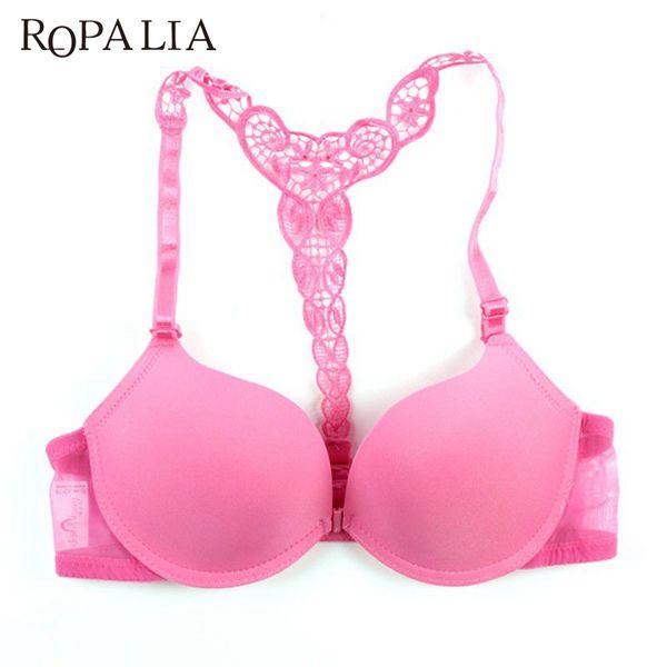 

Ropalia Sexy Front Closure Smooth Bras Charming Lace Racer Back Racerback Push Up Bras