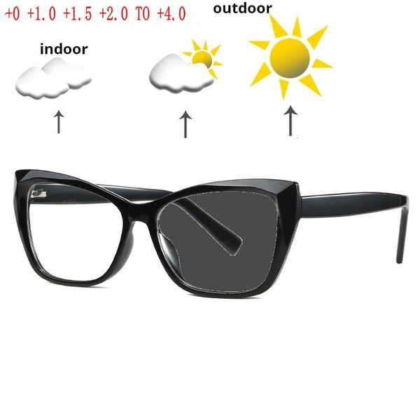 

mincl/ 2020 cat reading glasses women men retro fashion ultralight progressive multifocal pchromic presbyopic eyeglasses nx, White;black