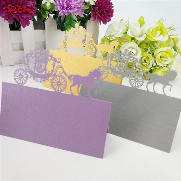 

10pcs laser cut hollow name place card classical wedding carriage style seat card wedding party supplies 6zsh868