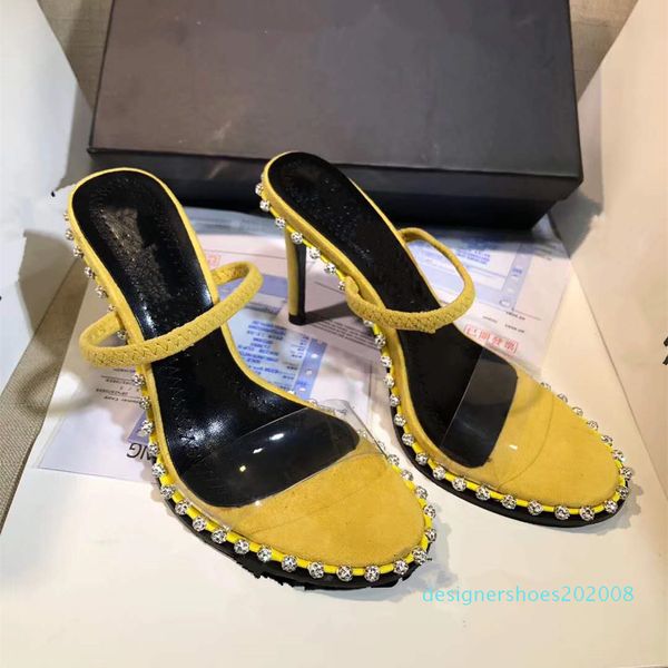 

нова кристалл украшен сандал роскошь дизайнер сандалии slingback 90мм высокие каблуки ботинок платья размер 34 до 40 tradingbear d08, Black