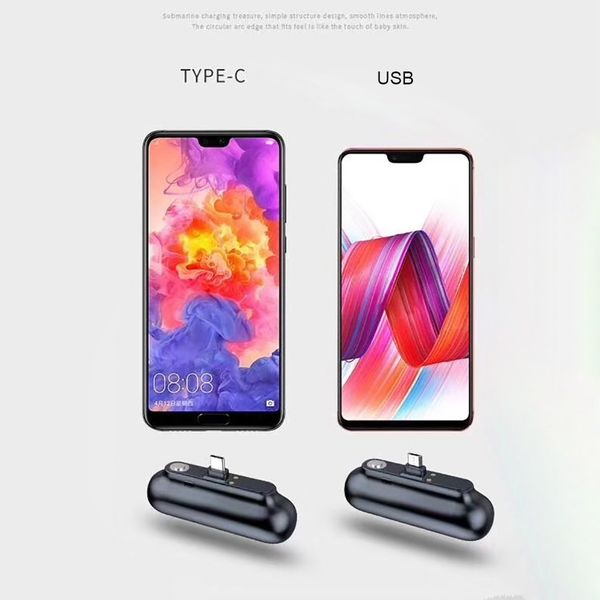 

2600mah mini portable power bank charger charging station type-c and micro usb charging head