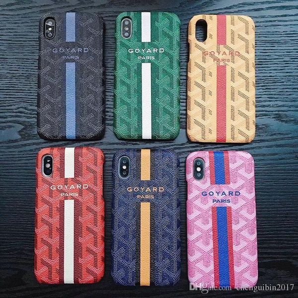 

letter logo goya brand diamond stripe phone case shell for iphone xs max xr x 7 7plus 8 8plus 6 6plus hard back cover