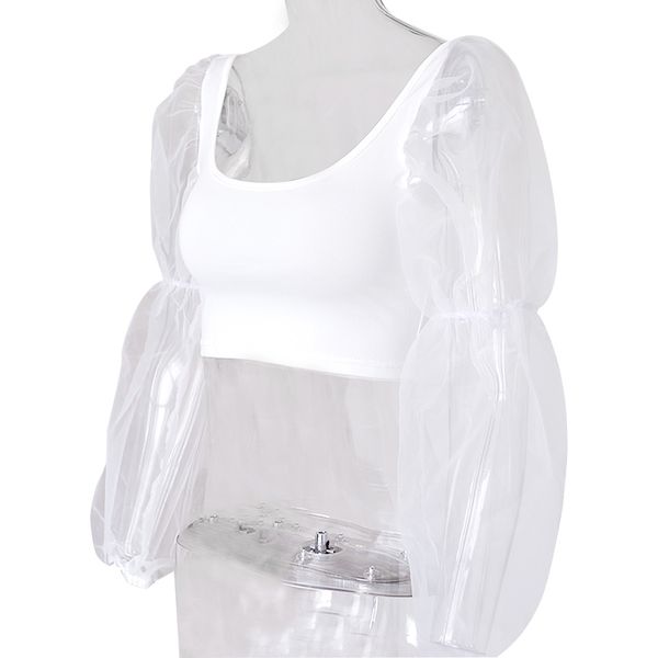 

mesh stitching vest female short elegant women shirt high waist female shirt summer casual ladies blouse, White