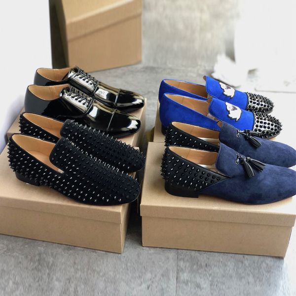 

red bottom dandelion spikes sneaker greggo orlato dress shoes tassilo suede loafer luxury mens business at important place party shoes, Black
