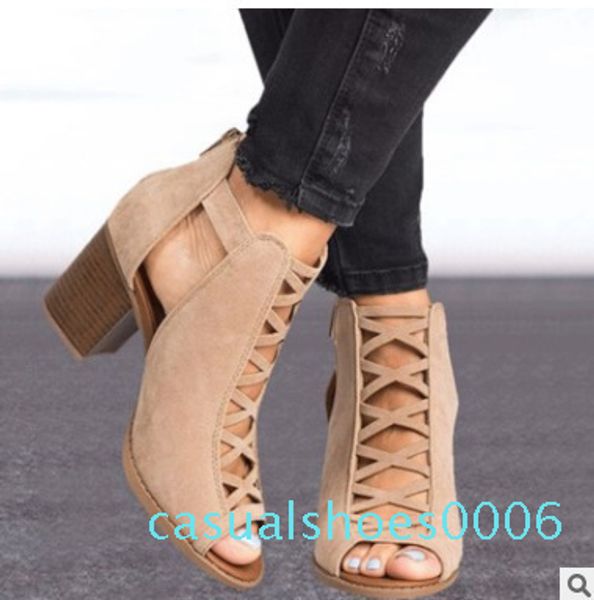 

women sandals open toe high heel shoes ladies gladiator sandals square heel pumps summer shoes sandalias mujer c06, Black