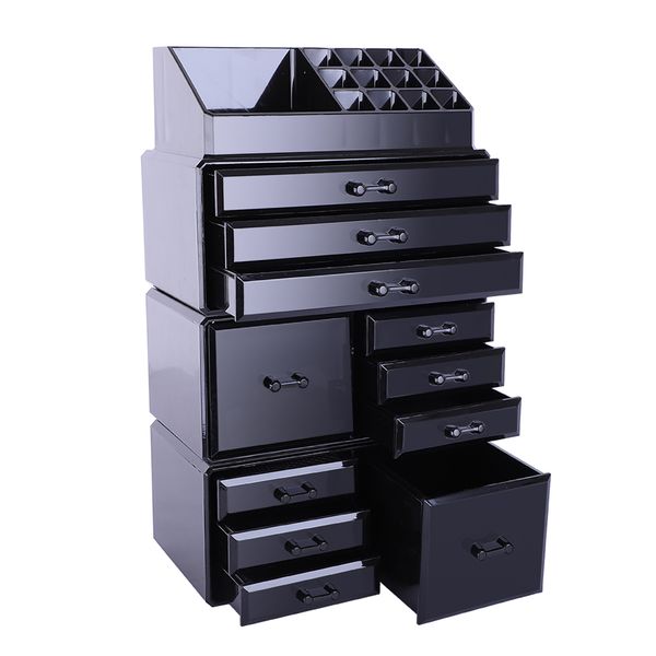 

4 pcs / set makeup cosmetics transparent plastic jewelry organizer display box storage rack with drawers space saving us stock