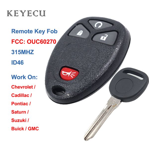 

keyecu 4 buttons remote control id46 transponder key for gmc acadia for avalanche enclave ouc60270 315mhz