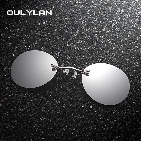 

oulylan matrix morpheus round rimless sunglasses men classic clamp nose sun glasses mens mini frameless brand design glasses, White;black