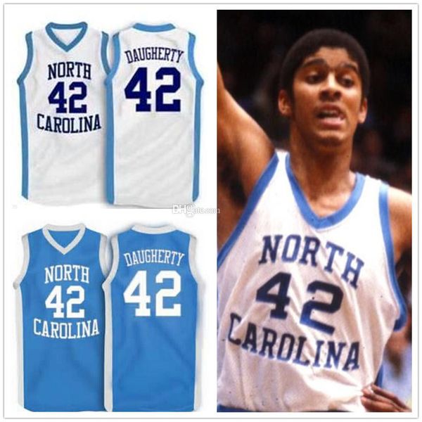 Brad Daugherty #42 Carolina do Norte Tar Heels College Retro Basketball Jersey Men's Ed Custom qualquer número de camisetas