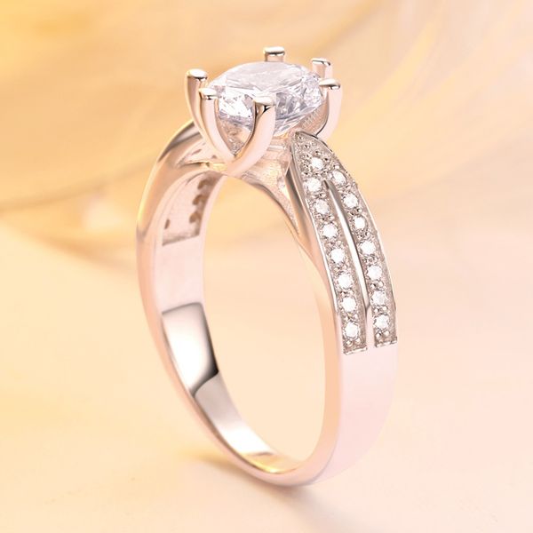 

твердые 925 серебряных кольца sterling для женщин классических обручальных обручальных колец игристого циркон группа fashion party gift fine, Slivery;golden