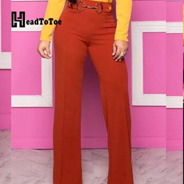 

women solid slim casual straight pants workwear, Black;white