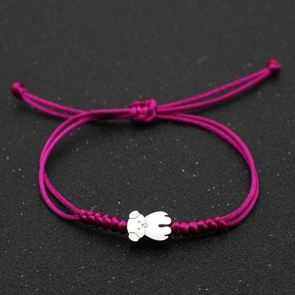 

new stainless steel silver color little bear bracelet lucky red rope thread string braid charm bracelets for women girls jewelry, Golden;silver