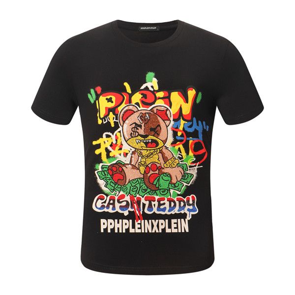 

2019 лето мужчины марка футболки письмо печатных филипп равнина футболка мужская одежда топы, White;black