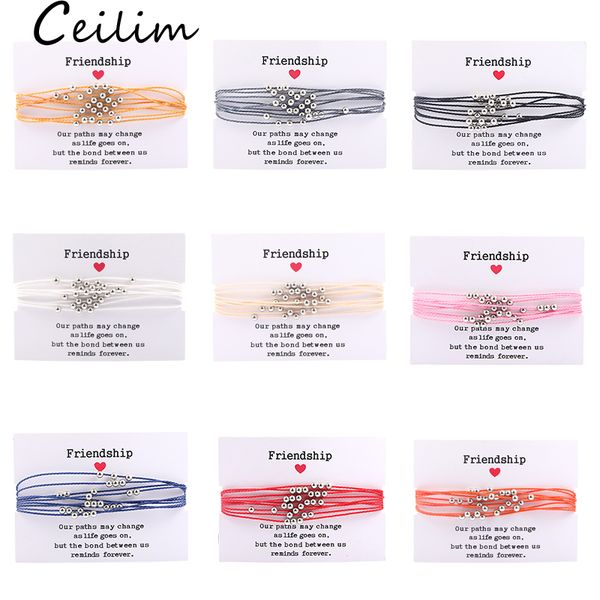 

new arrival colorful wax thread woven bracelets multi-layer friendship ccb beads charm bracelets for women simple holiday summer jewelry, Golden;silver