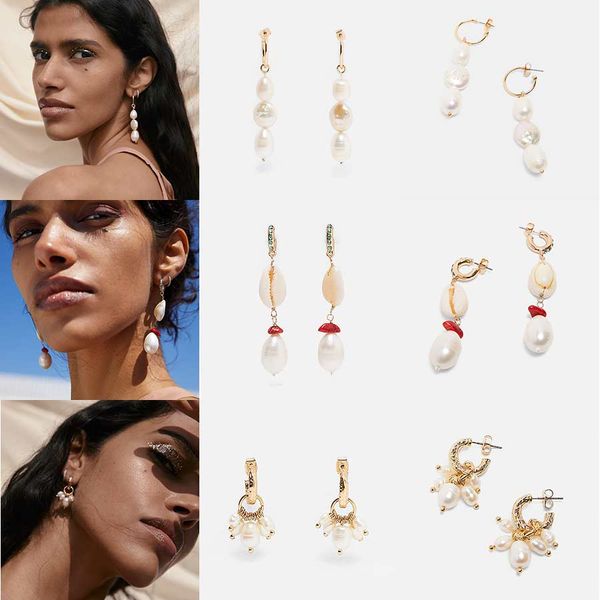 

dvacaman shell pearl earrings for women summer beach big statement earrings beads fringed dangle drop ins 2019 gifts, Silver