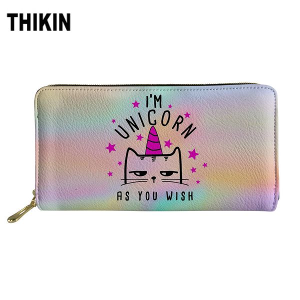 

thikin i'm unicorn pattern print fashion women wallets handbags coin purse long clutch wallet cards id money holder bags pen bag, Red;black