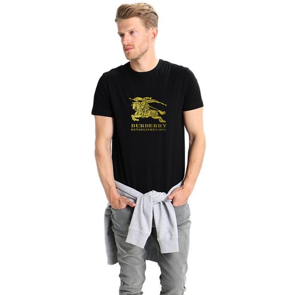 

2019 summer top мужская майка с коротким рукавом черный белый пятиконечной звезды тенниска мужчины конструкторы тройник круглый мода шеи тен, White