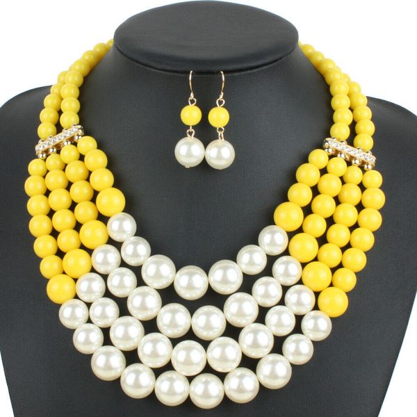 

women clavicle chain pendant collar bib statement pearl necklace set harajuku hip hop teacher gift, Silver