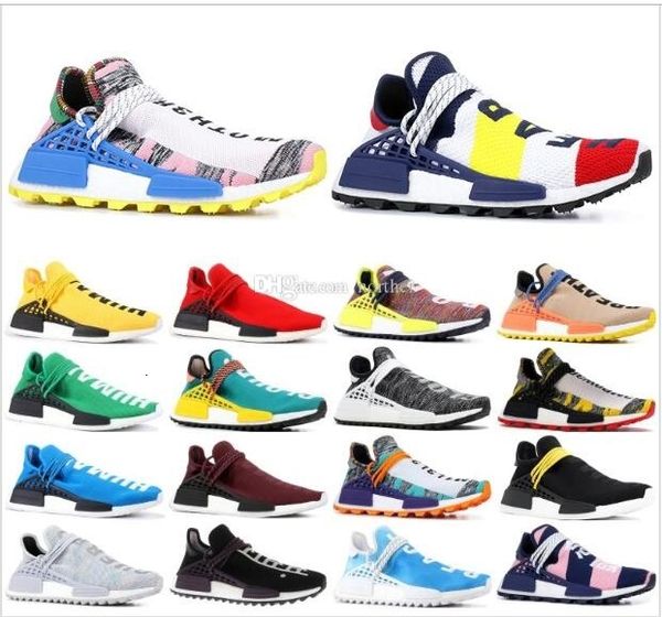 

2019 designer human race hu trail pharrell williams running shoes nerd black cream holi trainers mens women sports runner sneaker size 36-4