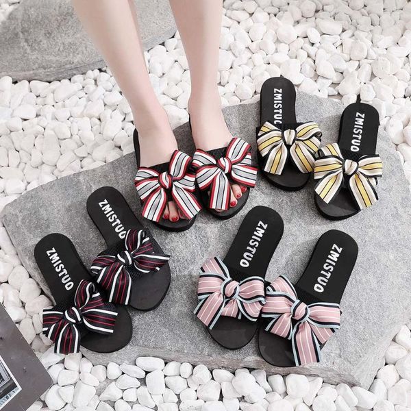 

indoor&outdoor slipper women waterproof platform bow flip-flops summer slipper non-slip flip-flops beach shoes casual, Black