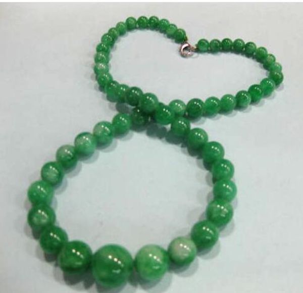 

new design chinese classic 6-14mm green jades necklace, Silver