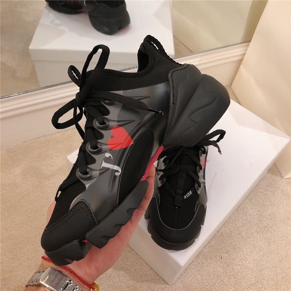 

new high-end brand di home new trend women's shoes floral running shoes wild fashion casual sports shoes 02, Black
